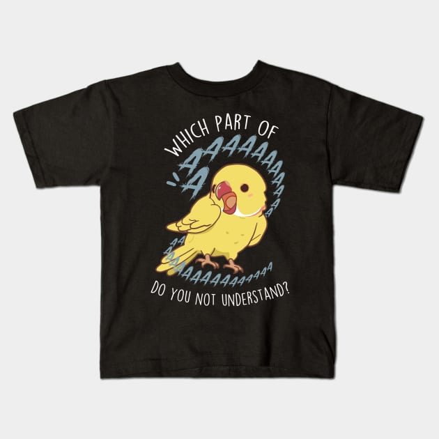 Lutino Indian Ringneck Parrot Aaaa Kids T-Shirt by Psitta